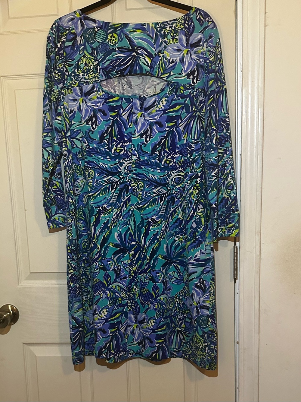 Lilly Pulitzer Teal & Blue Floral Long-Sleeve Shift Dress